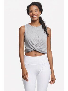 Free People Movement D.Beige XS Ruched Twist Front Crop Tank Top Casual Sporty
